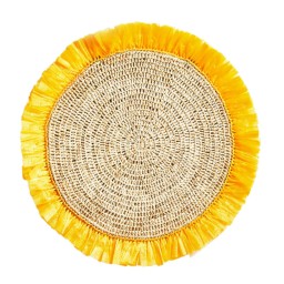 Von Gern Home, Woven, Rattan fringe placemat, yellow