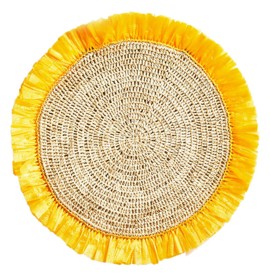 Von Gern Home, Woven, Rattan fringe placemat, yellow