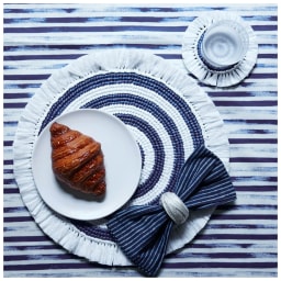 Von Gern Home, Woven, Set of 4 fringe coasters, white & black