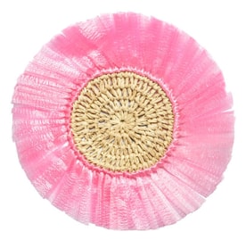 Von Gern Home, Woven, Set of 4 rattan fringe coasters, pink
