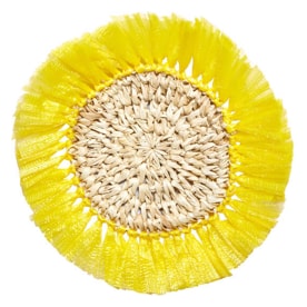 Von Gern Home, Woven, Set of 4 rattan fringe coasters, yellow