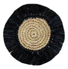 Von Gern Home, Woven, Set of 4 rattan fringe coasters, black