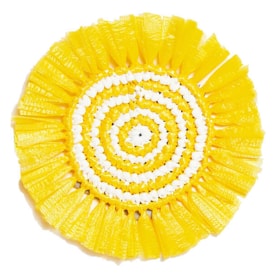 Von Gern Home, Woven, Set of 4 fringe coasters, yellow & white