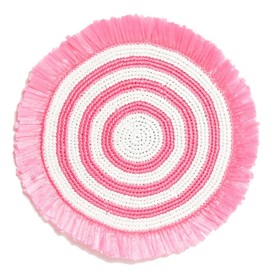 Von Gern Home, Woven, Fringe placemat, pink & white