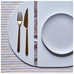 Von Gern Home, Lacquer placemats and coasters, Lacquer & shell placemat, white shell