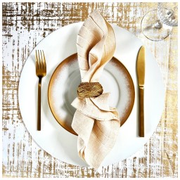 Von Gern Home, Lacquer placemats and coasters, Blanche placemat, white & gold