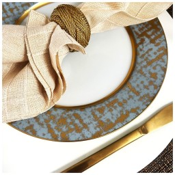 Von Gern Home, Lacquer placemats and coasters, Blanche placemat, white & gold