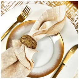 Von Gern Home, Lacquer placemats and coasters, Blanche placemat, white & gold