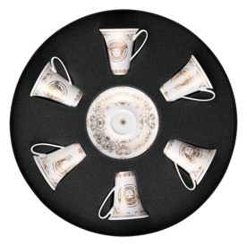 Versace, Medusa Gala Gold, Set of 6 espresso cups and saucers