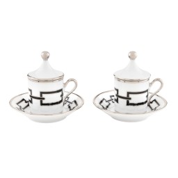 Ginori 1735, Catene Nero, Espresso cup and saucer, set of 2