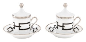 Ginori 1735, Catene Nero, Espresso cup and saucer, set of 2