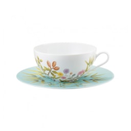 Raynaud, Paradis, Gift box 2 sets tea extra (white cups and turquoise saucers)