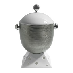 J.L Coquet, Hémisphère Platinum, Soup tureen with stainless steel accessories