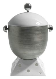 J.L Coquet, Hémisphère Platinum, Soup tureen with stainless steel accessories