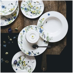 Rosenthal, Brillance Fleurs des Alpes, Set of 4 rim and coupe plates