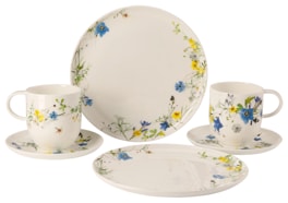Rosenthal, Brillance Fleurs des Alpes, Set of 2 mugs with coupe saucers and 2 coupe plates