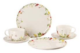 Rosenthal, Brillance Fleurs Sauvages, Set of 2 combi cups with saucers and 2 coupe plates