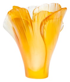 Daum, Ginkgo vases, Amber mini vase