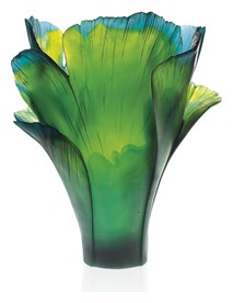 Daum, Ginkgo vases, Magnum green vase, limited edition