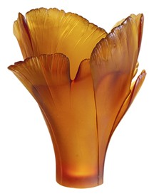 Daum, Ginkgo vases, Magnum amber vase, limited edition