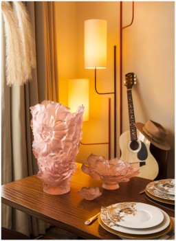 Daum, Camelia bowls and flowers, Large bowl, pink