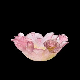 Daum, Roses bowls, Pink shallow dish