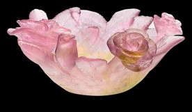 Daum, Roses bowls, Pink shallow dish