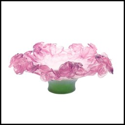 Daum, Roses bowls, Pink footed bowl