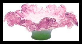 Daum, Roses bowls, Pink footed bowl