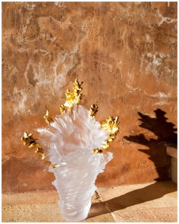 Daum, Mer de Corail vases, Large white gilded vase