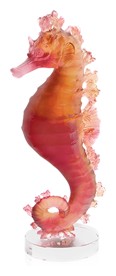 Daum, Mer de Corail sculptures, Amber red seahorse