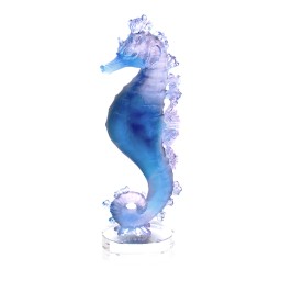 Daum, Mer de Corail sculptures, Blue pink seahorse