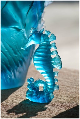 Daum, Maya sculptures, Seahorse, blue