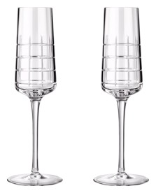 Christofle, Graphik crystal, Set of 2 champagne flutes