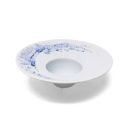 Jaune de Chrome, Blue impression, Rim soup plate, medium