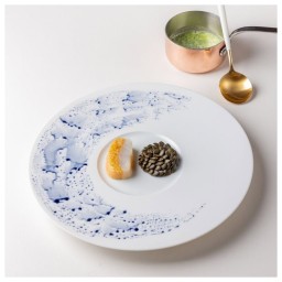 Jaune de Chrome, Blue impression, Dessert plate