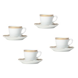 Bernardaud, Pompadour, Coffee cup & saucer set of 4