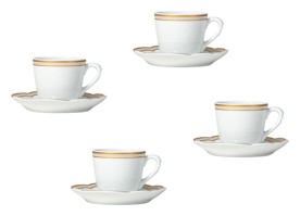 Bernardaud, Pompadour, Coffee cup & saucer set of 4