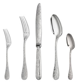 Christofle, Jardin d'Eden, silver plated, 5-Piece Silver Plated Flatware Set 1