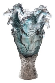 Daum, Cavalcade, Blue grey cavalcade prestige vase