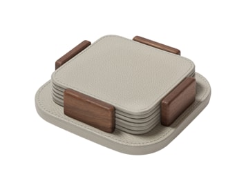 Poltrona Frau, Table accessories, Coaster holder with 6 coasters, grey