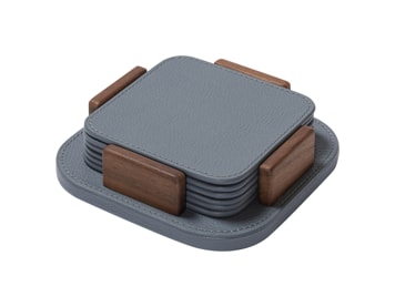 Poltrona Frau, Table accessories, Coaster holder with 6 coasters, light blue