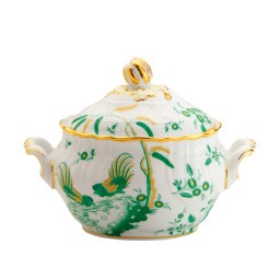 Ginori 1735, Oro Di Doccia, Tea sugar bowl jade