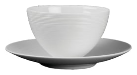 J.L Coquet, Hémisphère White Satin, Bowl, medium saucer