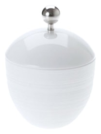 J.L Coquet, Hémisphère White Satin, Sugar bowl, with stainless steel knob