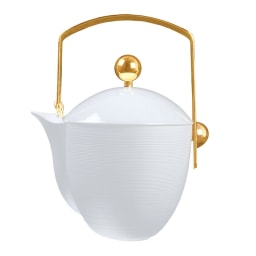 J.L Coquet, Hémisphère White Satin, Coffee-teapot, gold accessoires