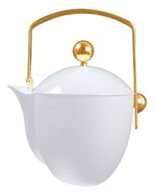 J.L Coquet, Hémisphère White Satin, Coffee-teapot, gold accessoires