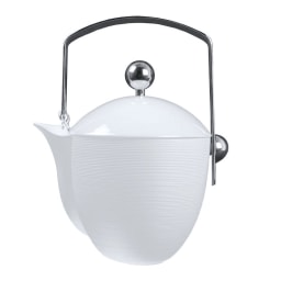 J.L Coquet, Hémisphère White Satin, Coffee-teapot, stainless steel accessories