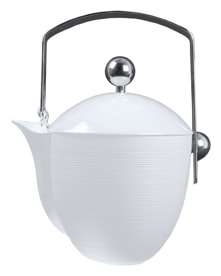 J.L Coquet, Hémisphère White Satin, Coffee-teapot, stainless steel accessories