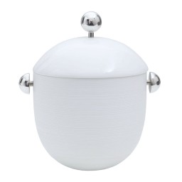 J.L Coquet, Hémisphère White Satin, Soup tureen, stainless steel accessories